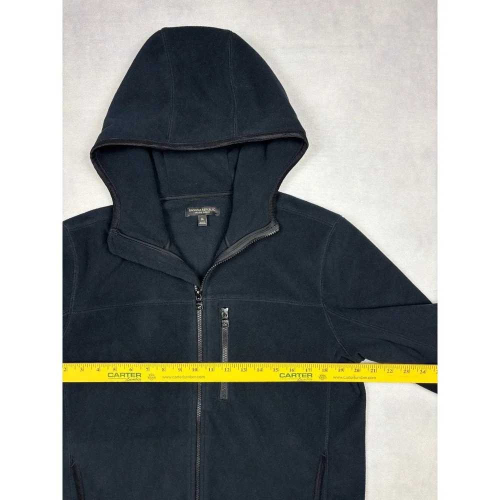 Banana Republic‎ Arctic Fleece Hoodie Mens Medium Black Zip Pocket 654520 M
